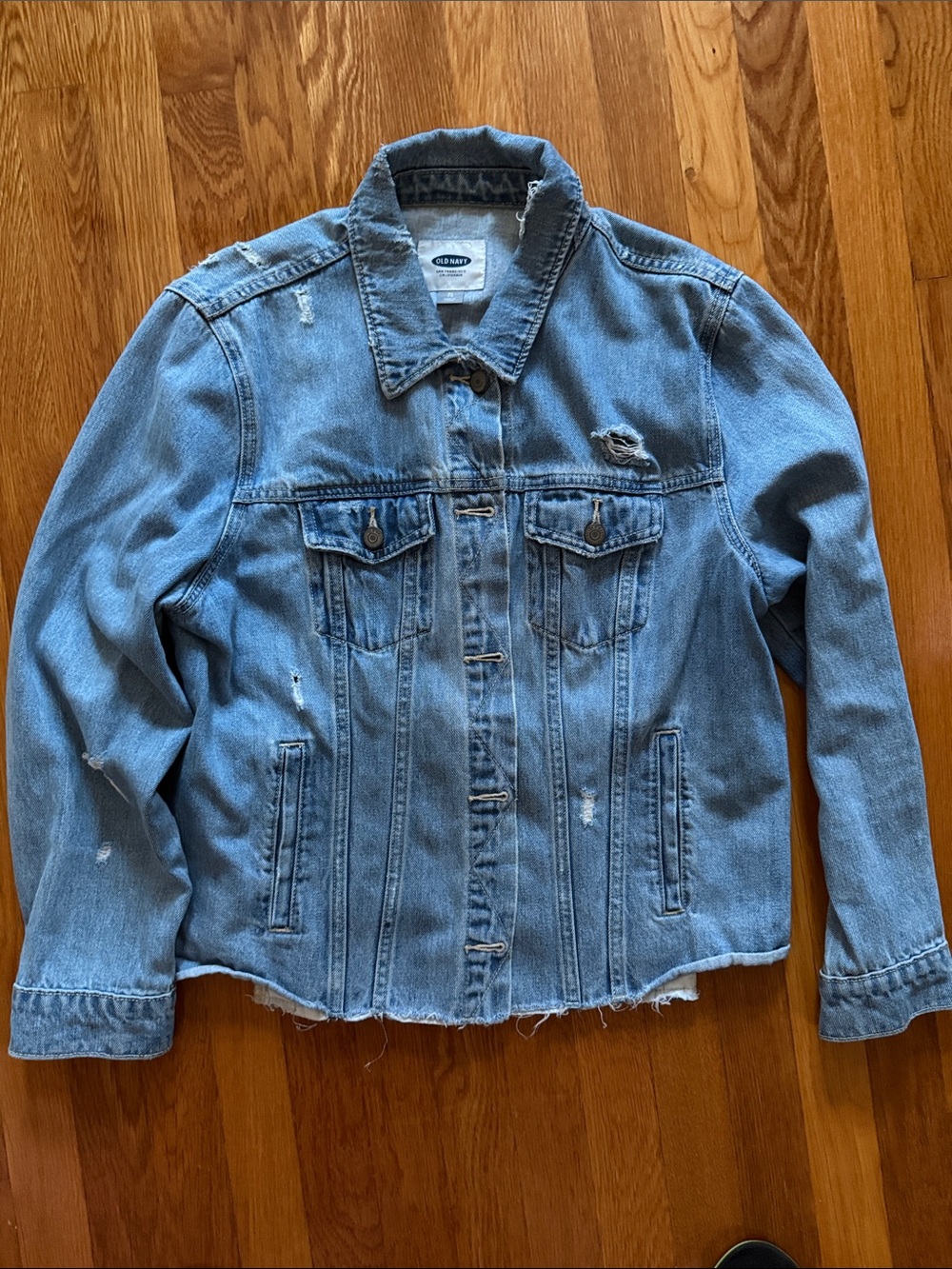 Old Navy Light Blue Distressed Denim Jacket